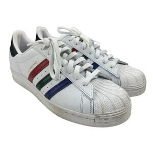 Adidas Superstar White Lucid Blue Scarlet Green Sneakers Size US 10